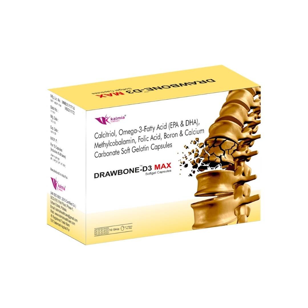 Calcitriol 0.25 mcg + Omega-3-fatty Acids containing EPA 180mg, DHA 120mg + Methyl cobalamin 1500mcg + Folic Acid 400mcg +boron 1.5mg + Calcium Carbonate 500mg Soft gel Cap.