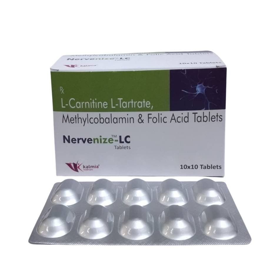 NERVENIZE-LC TAB L-Carnitine L-Tartrate 500 mg + Methylcobalamin 1500 mcg + Folic Acid 1.5 mg Tablet